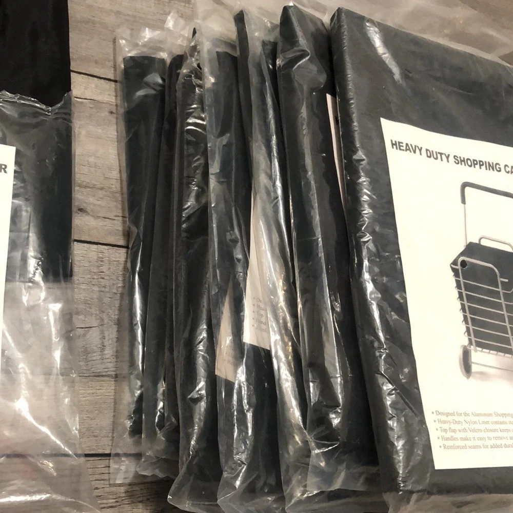 NIB heavy duty shopping cart liner in black nylon top flap Velcro closure